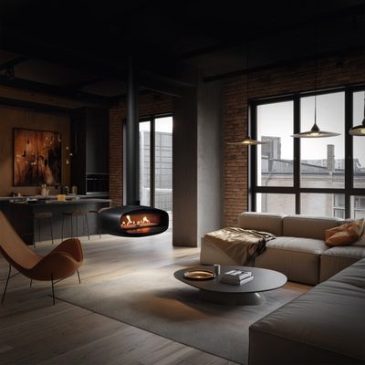 Ortal: Oval 120 Suspended Gas Fireplace
