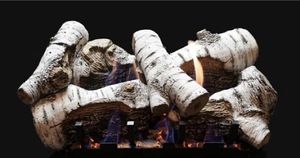 Empire: Super Birch Burncrete gas log set available at CDR Fireplaces