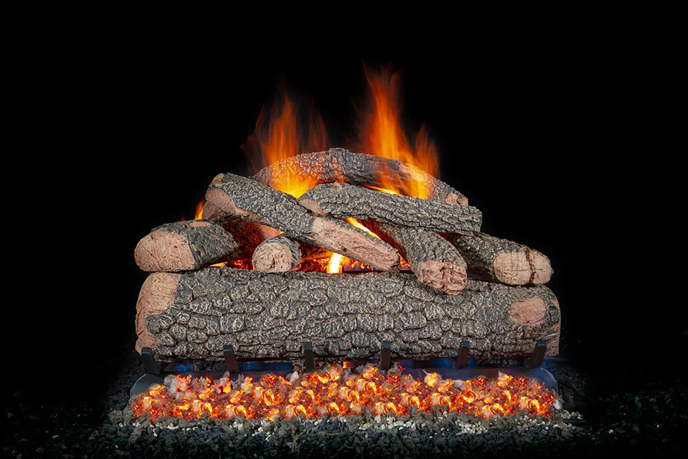 Golden Blount: Big Tex gas log set available at CDR Fireplaces