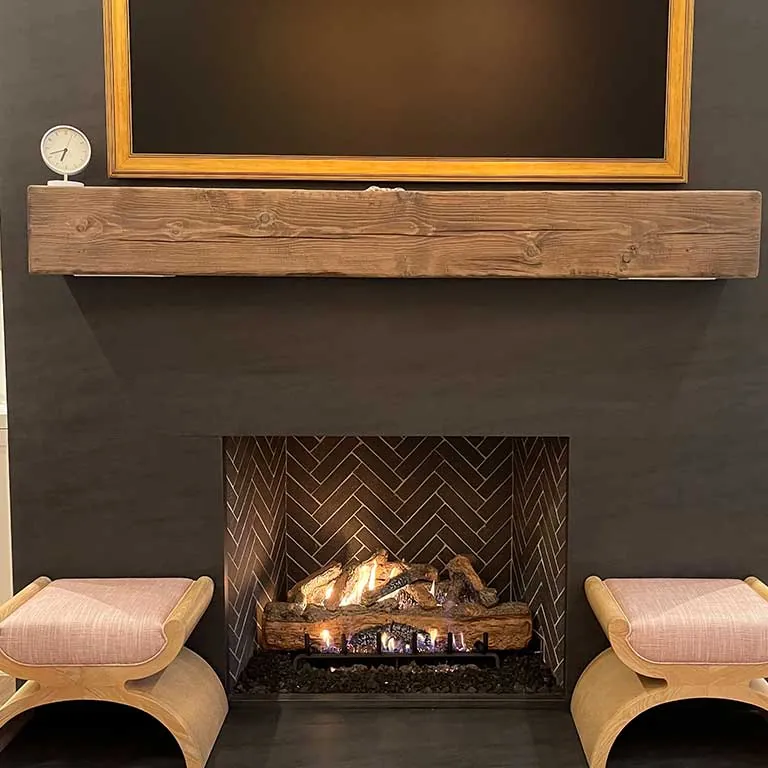 Traditional gas log fireplace installed by CDR