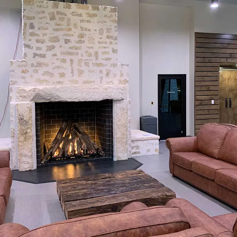 Great-room fireplace installation by the CDR team
