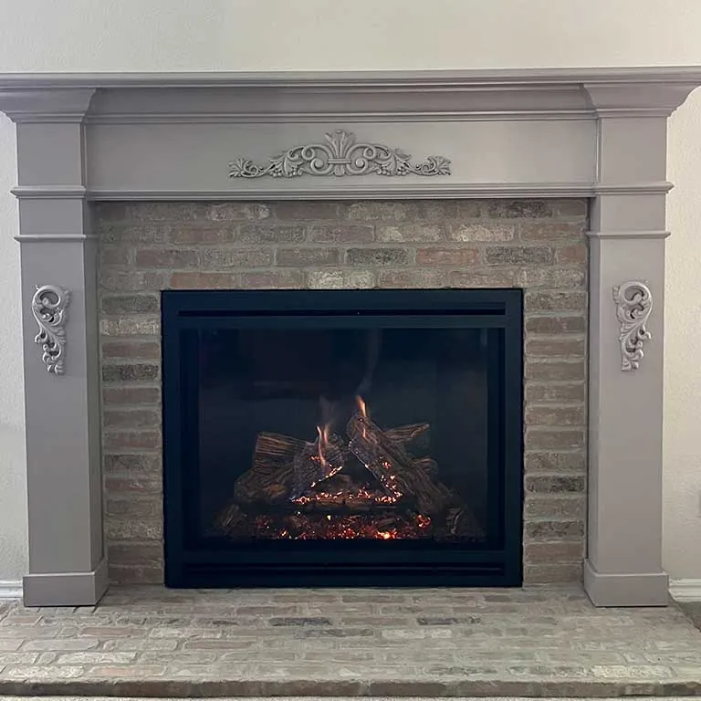 Finished fireplace wall in a custom builder home