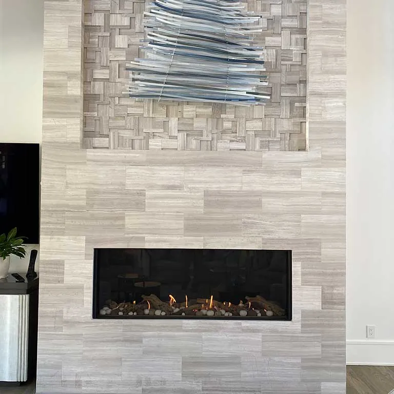 New gas fireplace installed by the CDR team in a Texas home