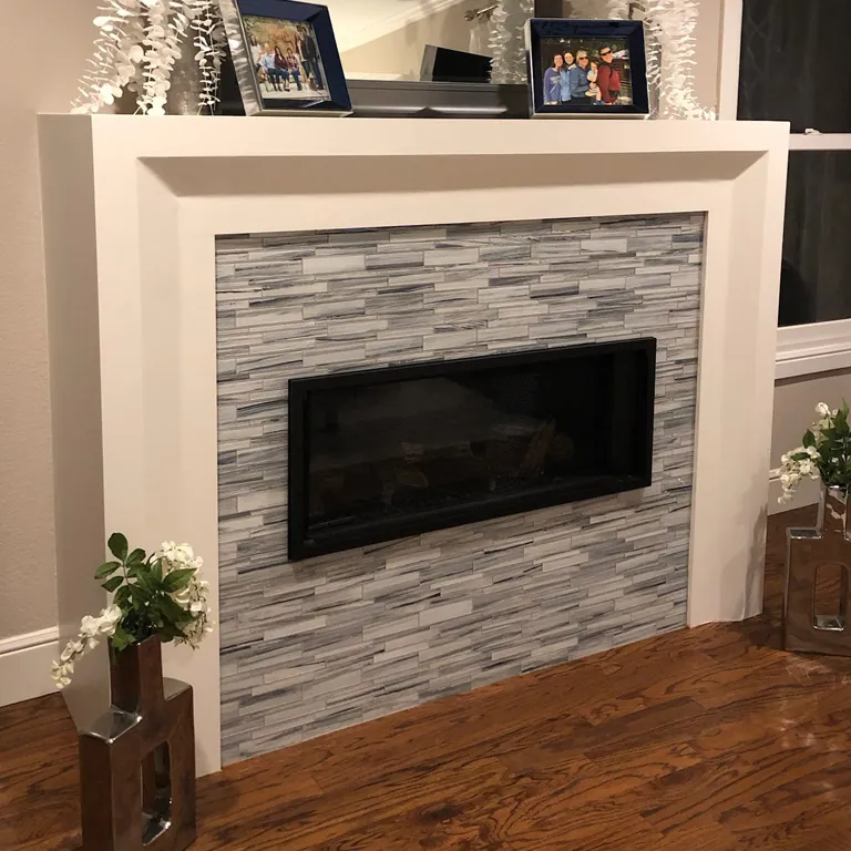 Complete fireplace remodel before finish-out