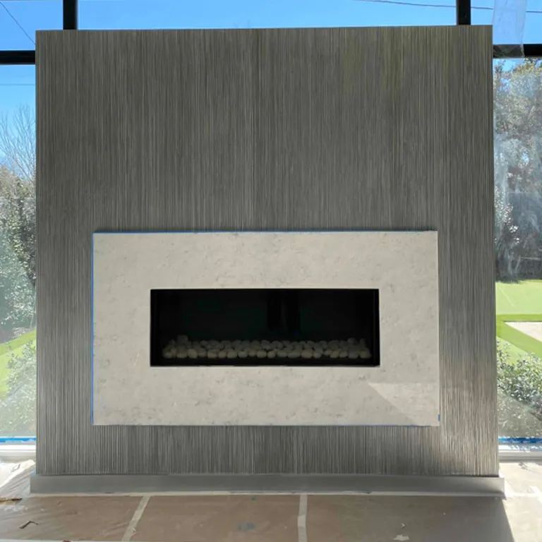 Flare front-facing modern fireplace installation