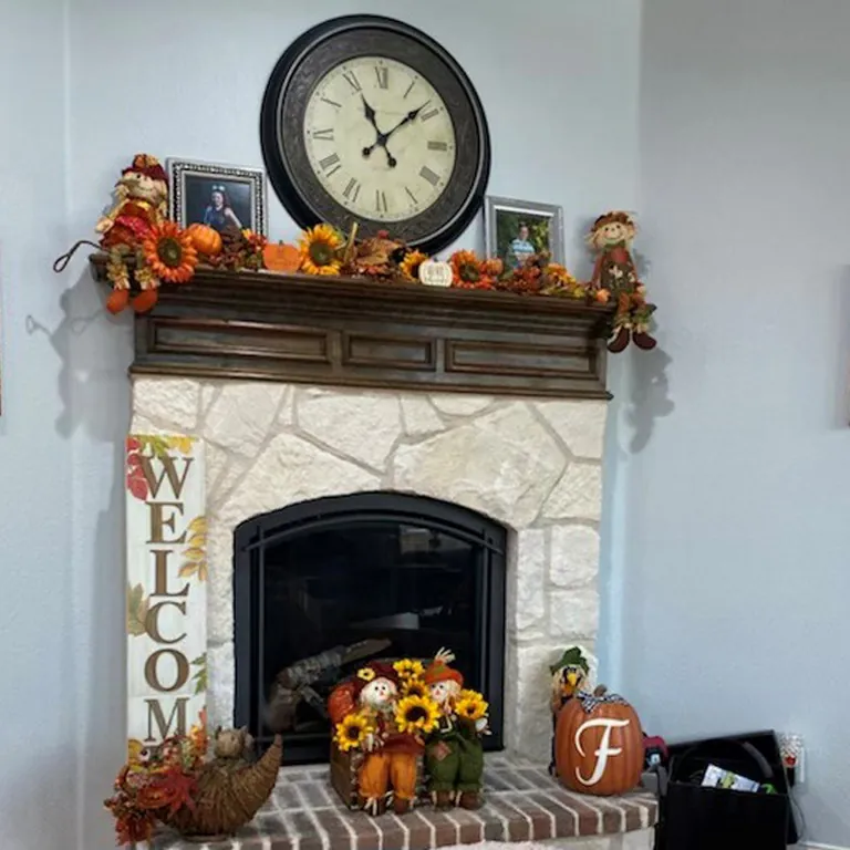 Completed Mendota fireplace remodel with stone surround