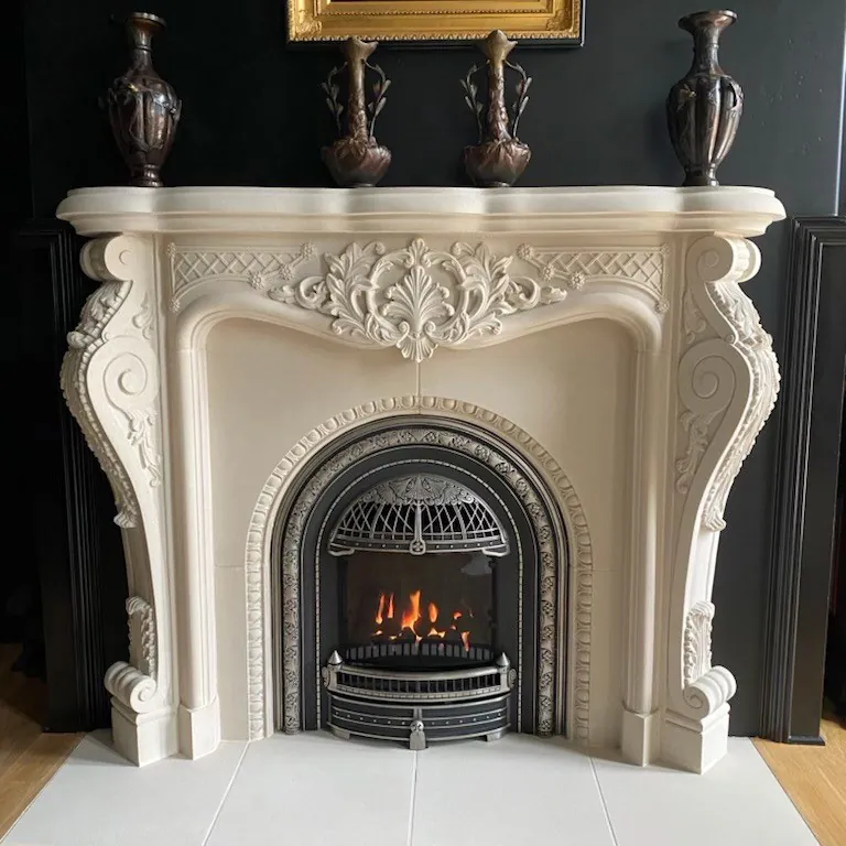 Valor Portrait gas insert in a classic masonry fireplace